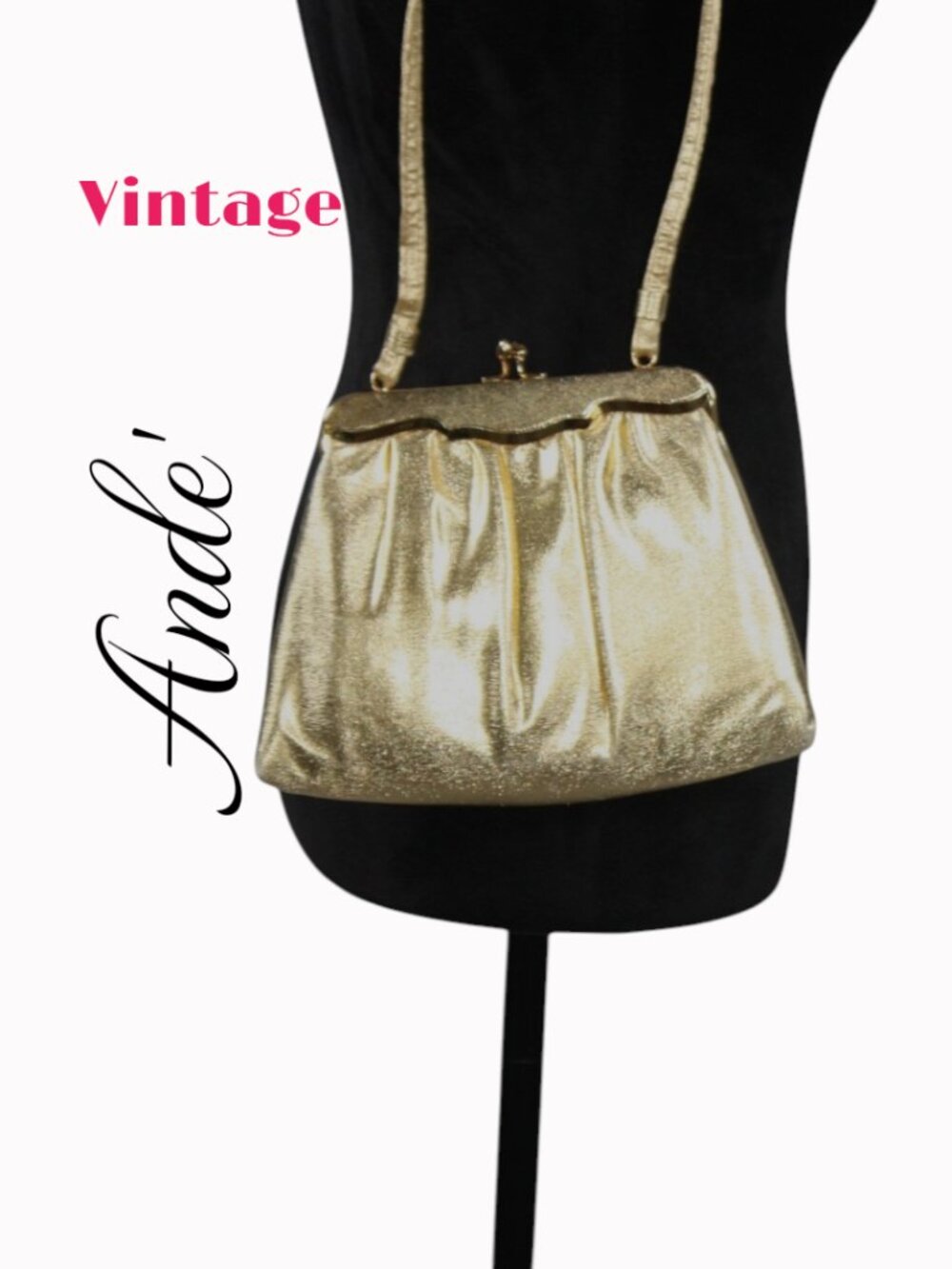 Vintage Ande' Metallic Gold Purse